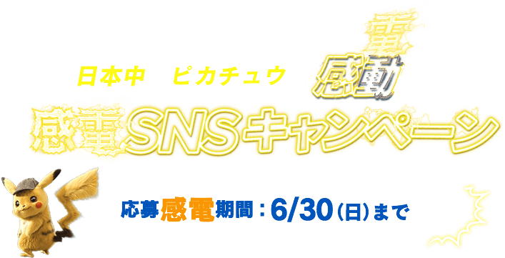 日本中がピカチュウに感電中！ 感電SNSキャンペーン 応募感電期間 6／30（日）まで